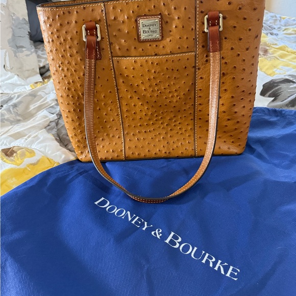 Dooney & Bourke Brown Ostrich-Embossed Tote - Picture 14 of 14